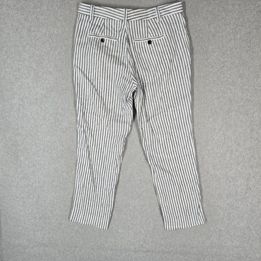 Banana Republic Women Pants 6 White Cotton Linen Striped Dress Pants Avery Slim